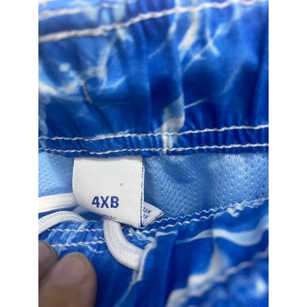 Caribbean Swimwear Men 4XB Swim Trunks Blue White Seahorse Starfish Big and Tall